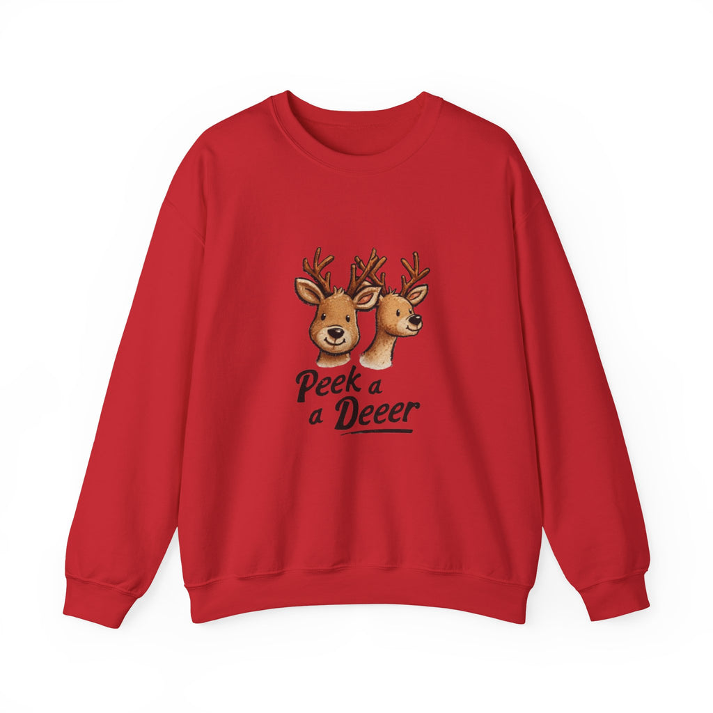 Peek a Deeer Sweatshirt — Cute Reindeer Holiday Crewneck