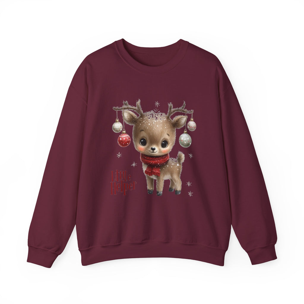 Christmas Reindeer Sweatshirt – 'Little Helper' Cute Holiday Crewneck
