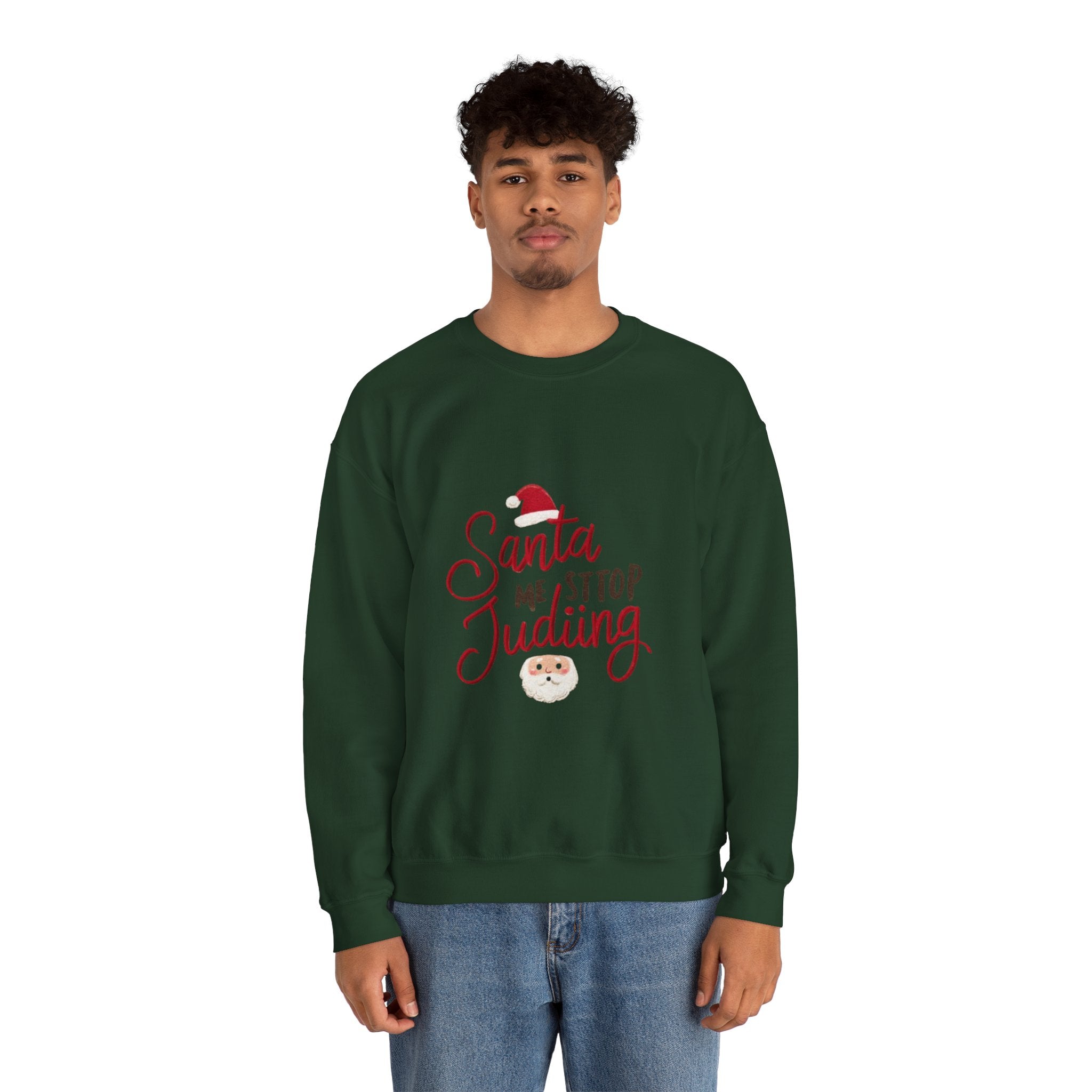 Christmas Sweatshirt - "Santa Me Stop Judging" Funny Holiday Crewneck