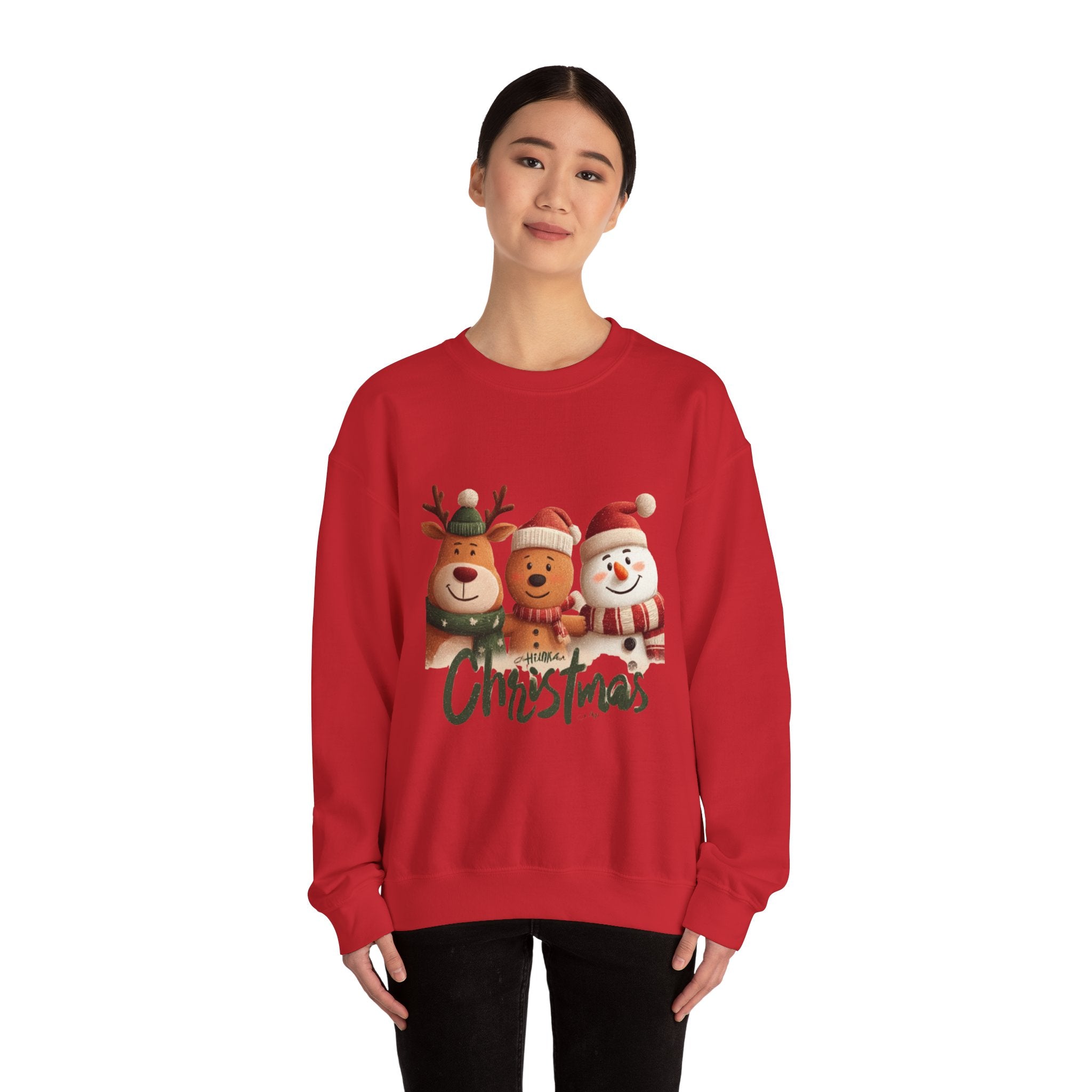 Christmas Crewneck Sweatshirt — Cute Reindeer, Bear & Snowman Holiday Pullover