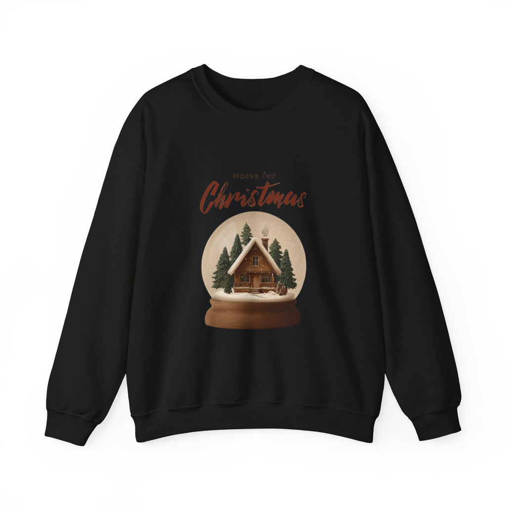 Christmas Snow Globe Crewneck Sweatshirt — "Home for Christmas" Cabin Design