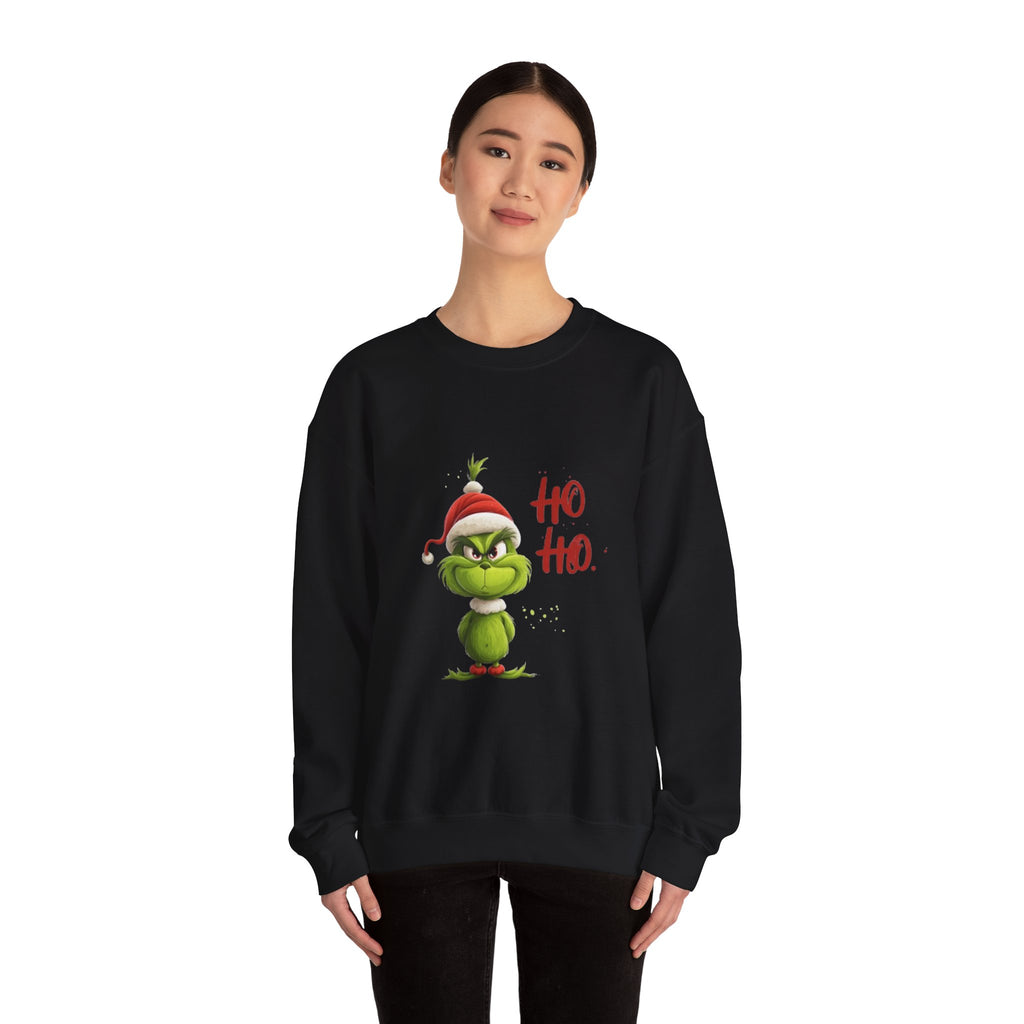 Grumpy Grinch Christmas Sweatshirt – "Ho Ho." Holiday Crewneck