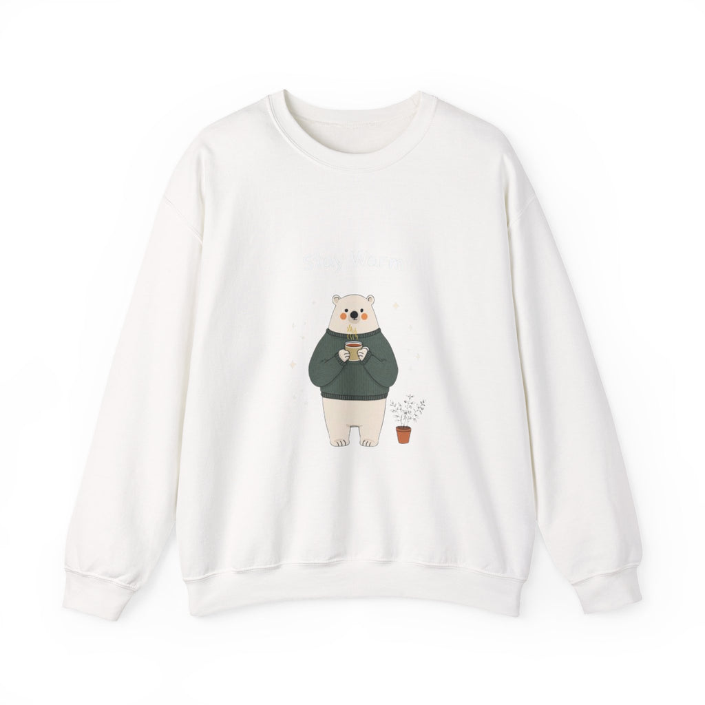 Bear with Coffee Crewneck Sweatshirt — Cozy Cute Graphic Pullover