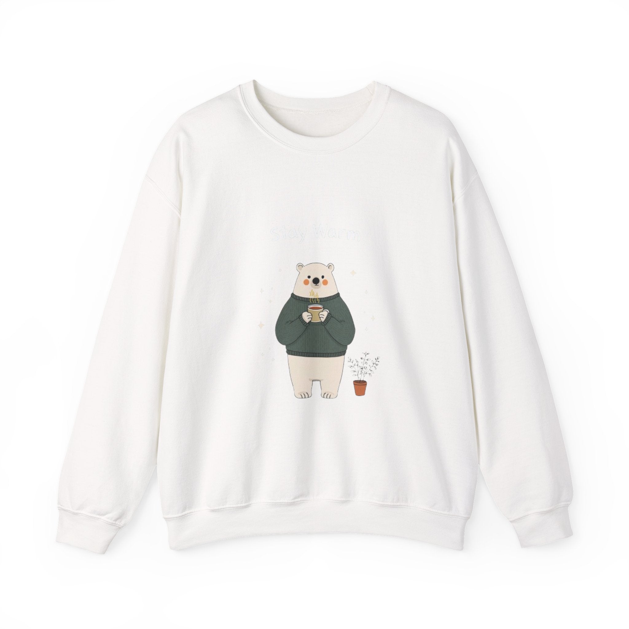 Bear with Coffee Crewneck Sweatshirt — Cozy Cute Graphic Pullover