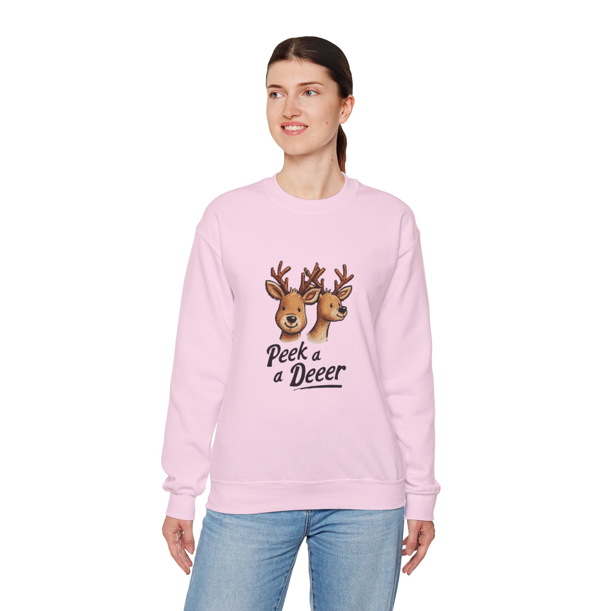 Peek a Deeer Sweatshirt — Cute Reindeer Holiday Crewneck