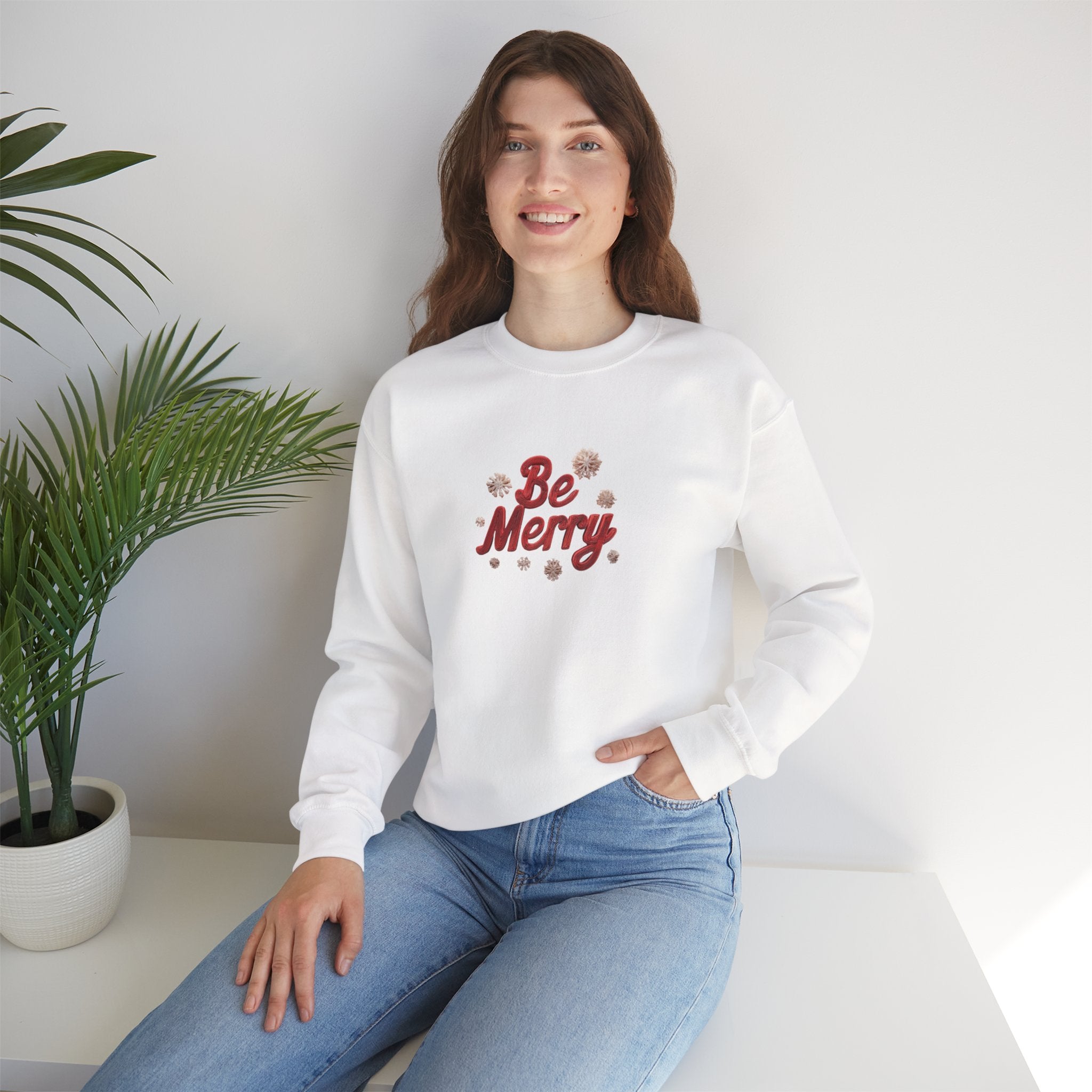 Be Merry Crewneck Sweatshirt — Festive Holiday Graphic Sweatshirt