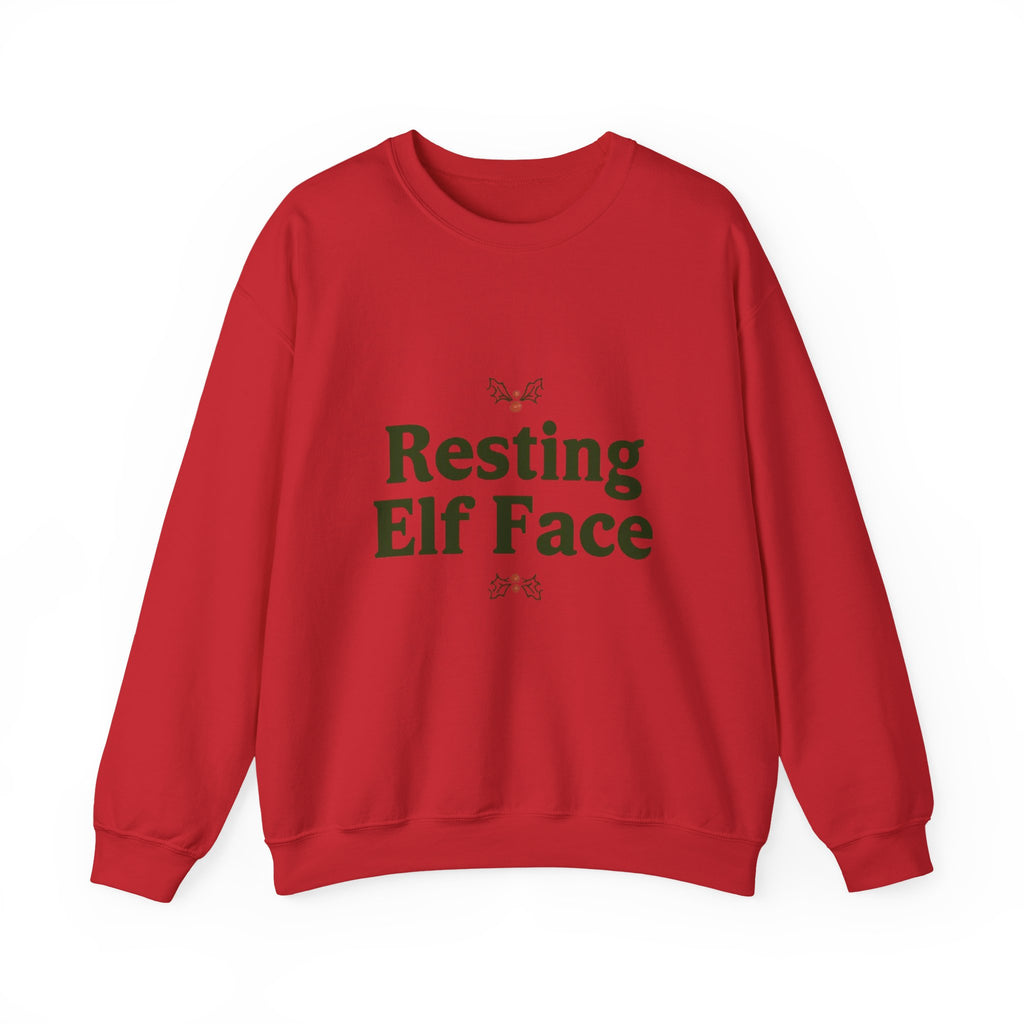 Sweatshirt — "Resting Elf Face" Holiday Crewneck, Funny Christmas Sweatshirt