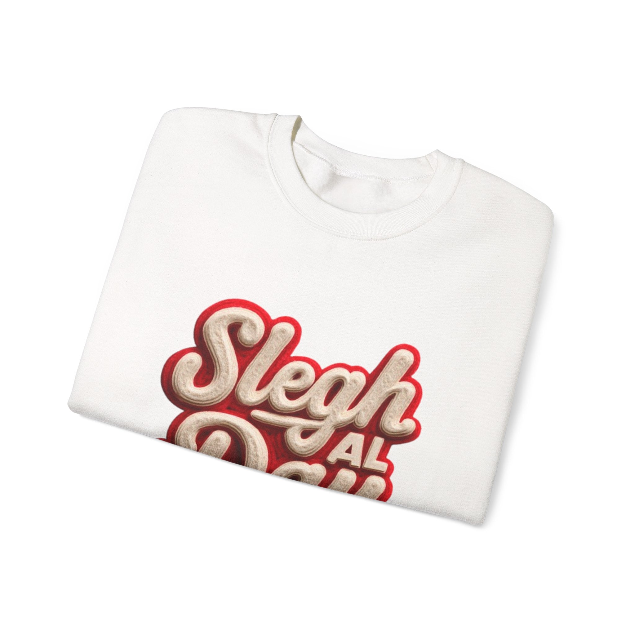 Crewneck Sweatshirt – "Sleigh All Day" Retro Christmas Holiday Pullover