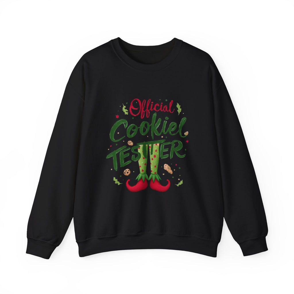 Crewneck Sweatshirt - "Official Cookie Tester" Elf Legs Christmas Holiday Sweater