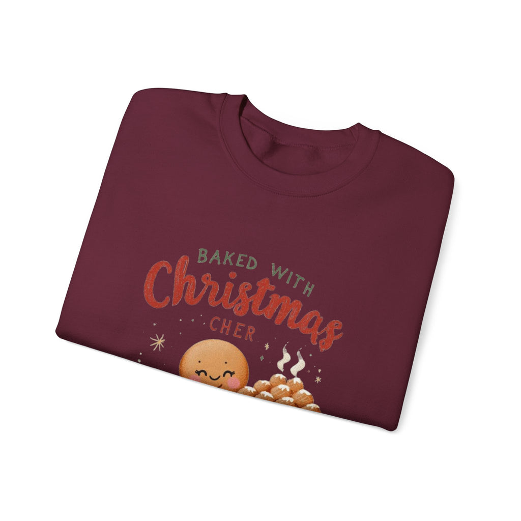 Crewneck Sweatshirt — "Baked With Christmas Cheer" Gingerbread Holiday Sweatshirt