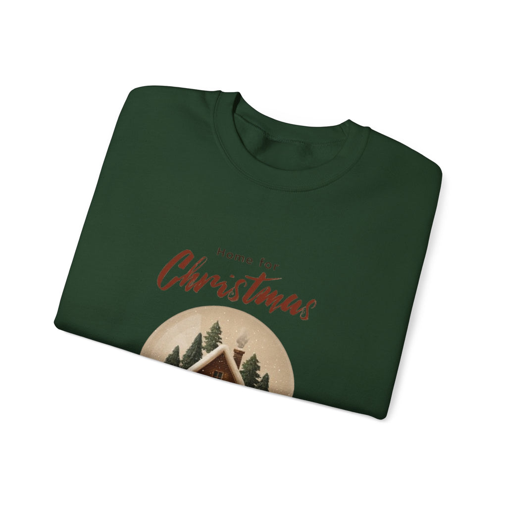 Christmas Snow Globe Crewneck Sweatshirt — "Home for Christmas" Cabin Design