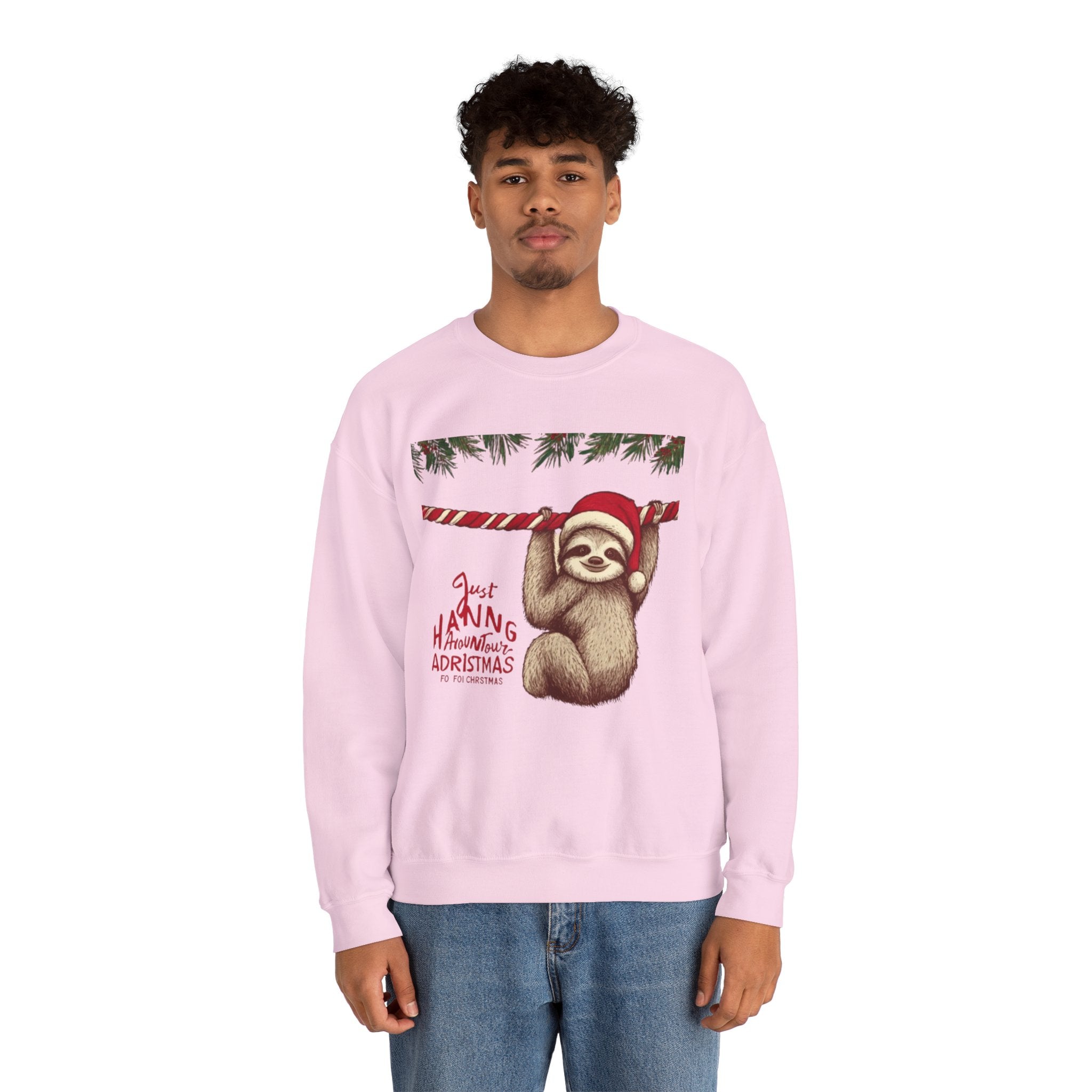 Christmas Sloth Crewneck Sweatshirt – "Just Hanging with My Advent-Christmas" Holiday Sweatshirt
