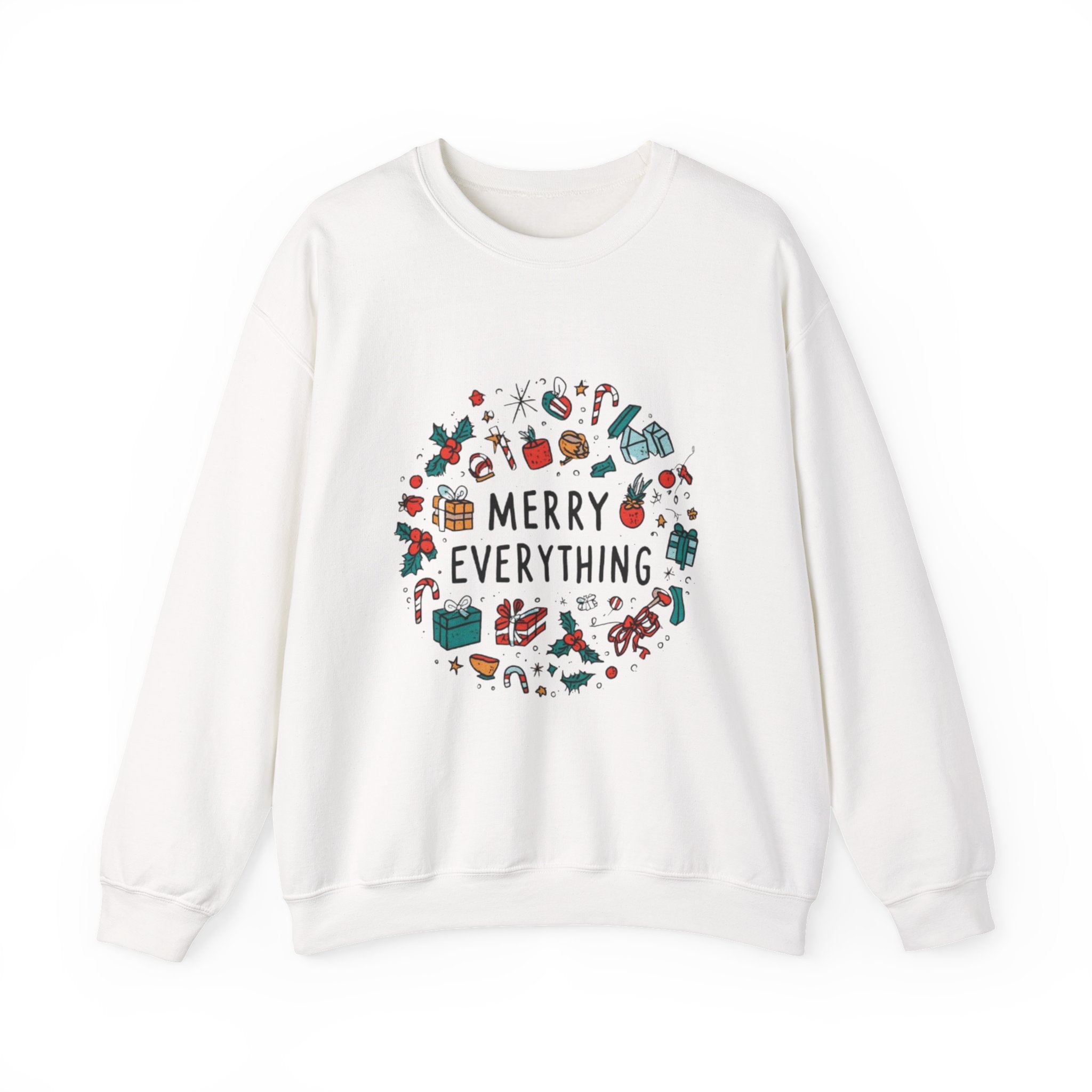 Merry Everything Crewneck Sweatshirt — Holiday Graphic Pullover