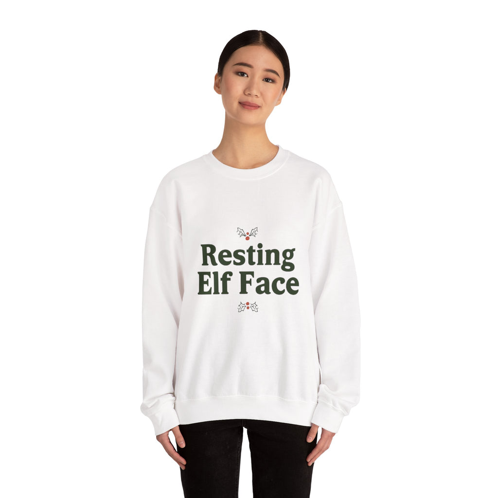 Sweatshirt — "Resting Elf Face" Holiday Crewneck, Funny Christmas Sweatshirt