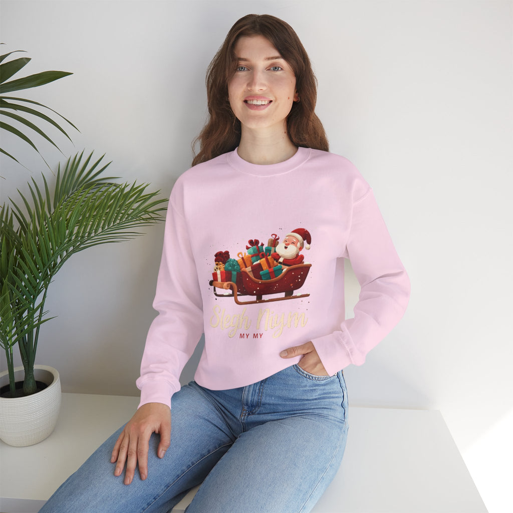 Christmas Santa Sleigh Crewneck Sweatshirt — "Sleigh Niym" Holiday Graphic