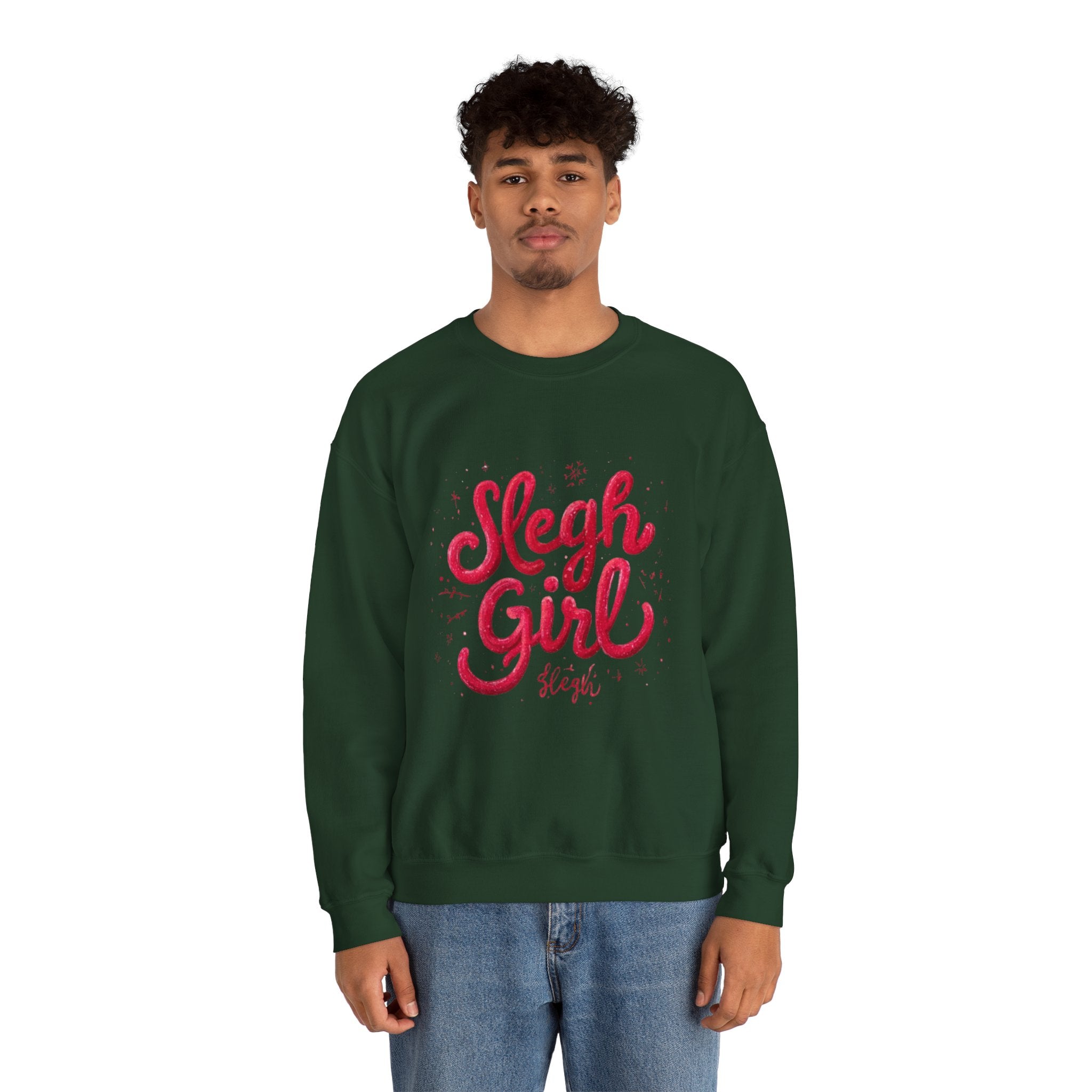 Crewneck Sweatshirt - 'Sleigh Girl' Christmas Graphic Holiday Pullover