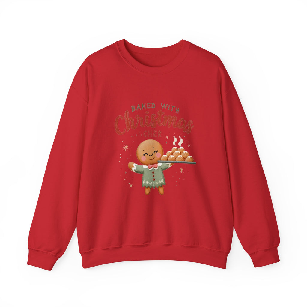 Crewneck Sweatshirt — "Baked With Christmas Cheer" Gingerbread Holiday Sweatshirt