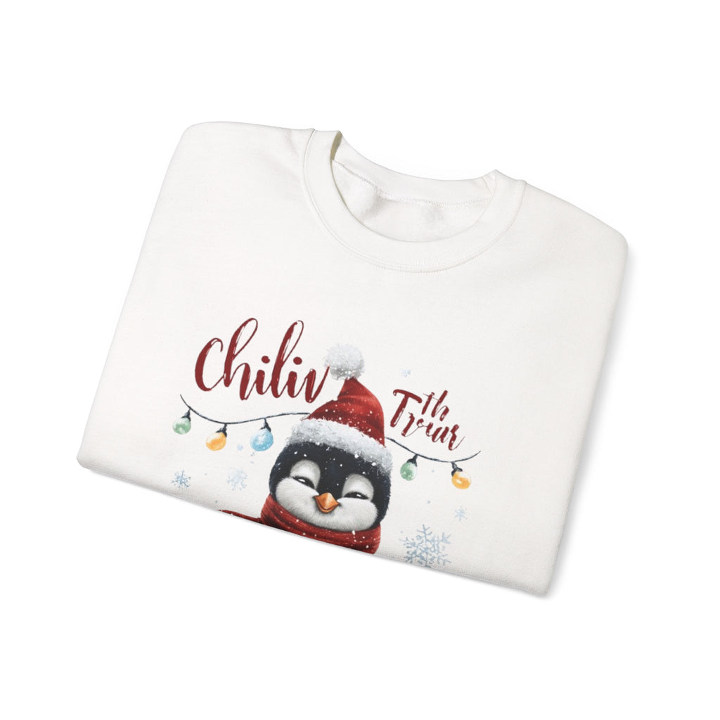 Christmas Penguin Crewneck Sweatshirt — "Chillin' With the Vibes" Holiday Pullover