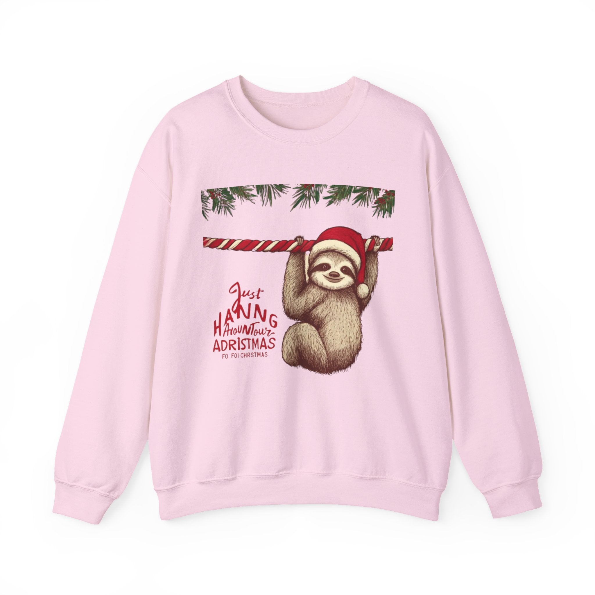 Christmas Sloth Crewneck Sweatshirt – "Just Hanging with My Advent-Christmas" Holiday Sweatshirt