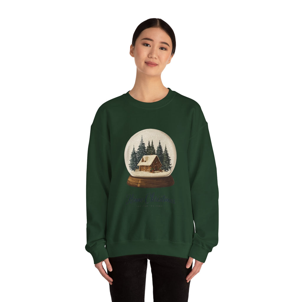 Christmas Snow Globe Sweatshirt — "Home Christmas" Cozy Cabin Crewneck