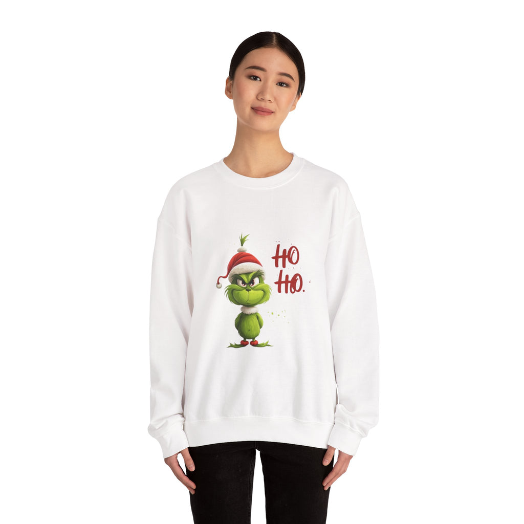 Grumpy Grinch Christmas Sweatshirt – "Ho Ho." Holiday Crewneck