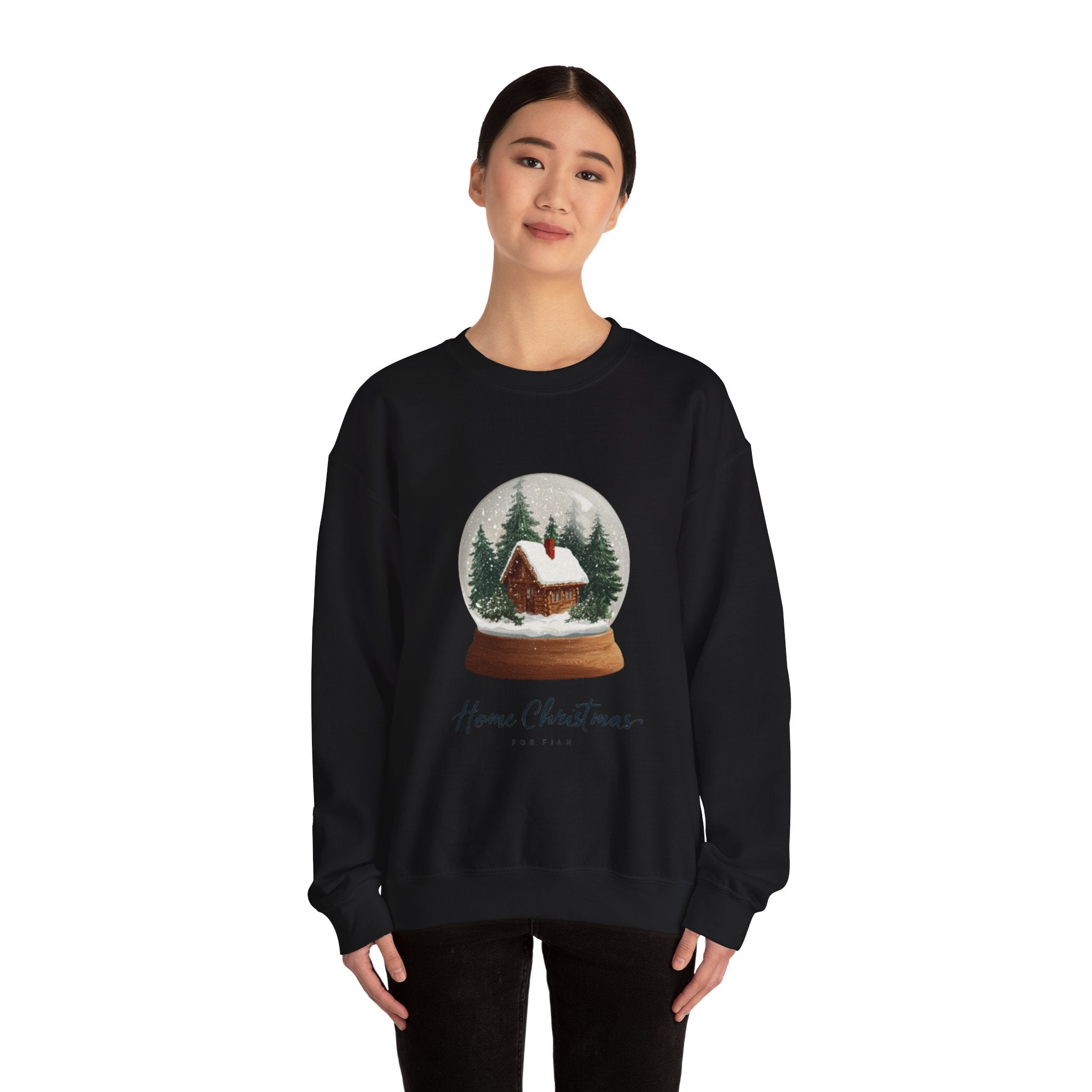 Christmas Snow Globe Sweatshirt – “Home Christmas” Cabin Crewneck