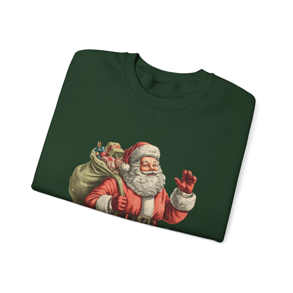 Santa Crewneck Sweatshirt — 'Here Comes Santa' Vintage Christmas Sweater