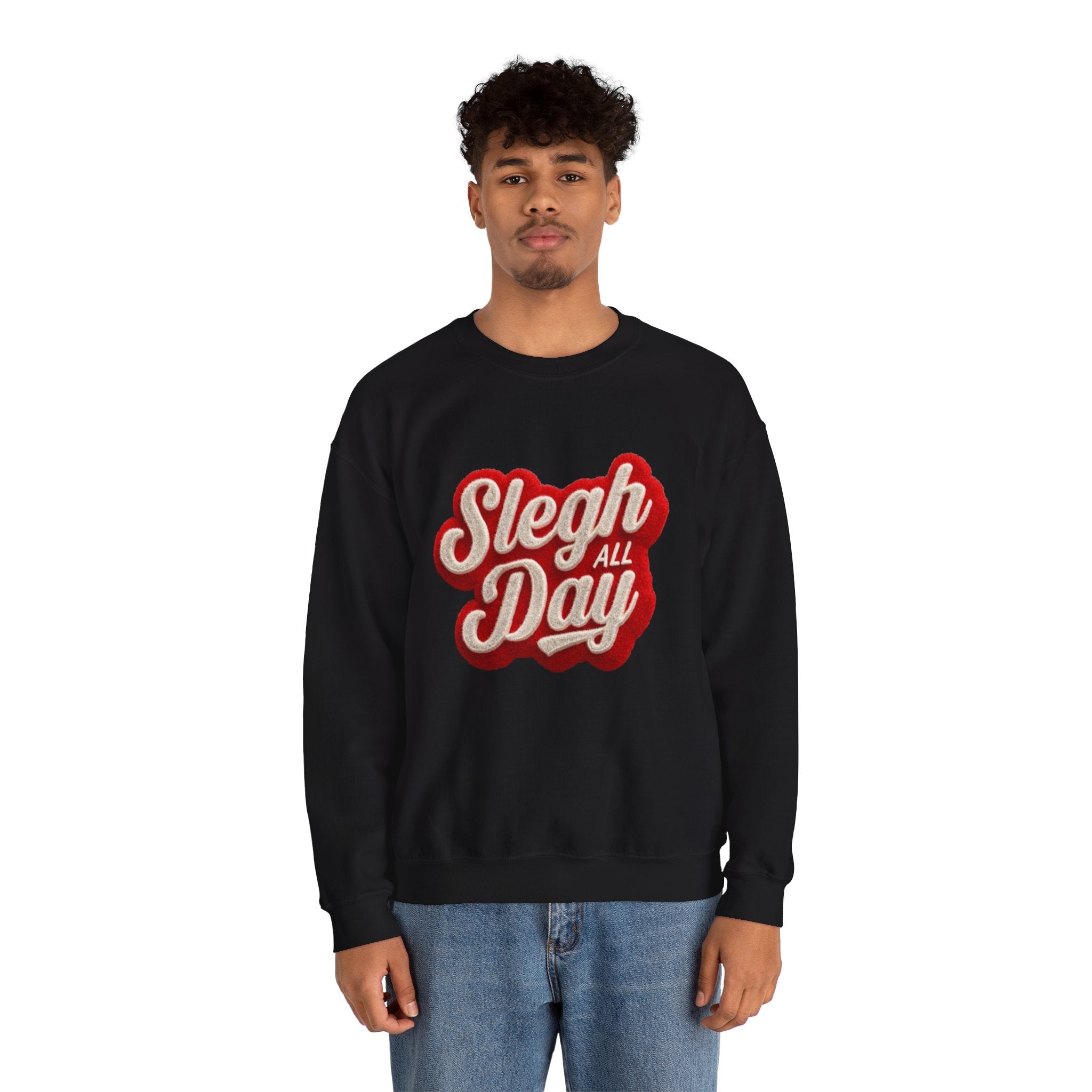 Sleigh All Day Crewneck Sweatshirt — Retro Holiday Christmas Pullover