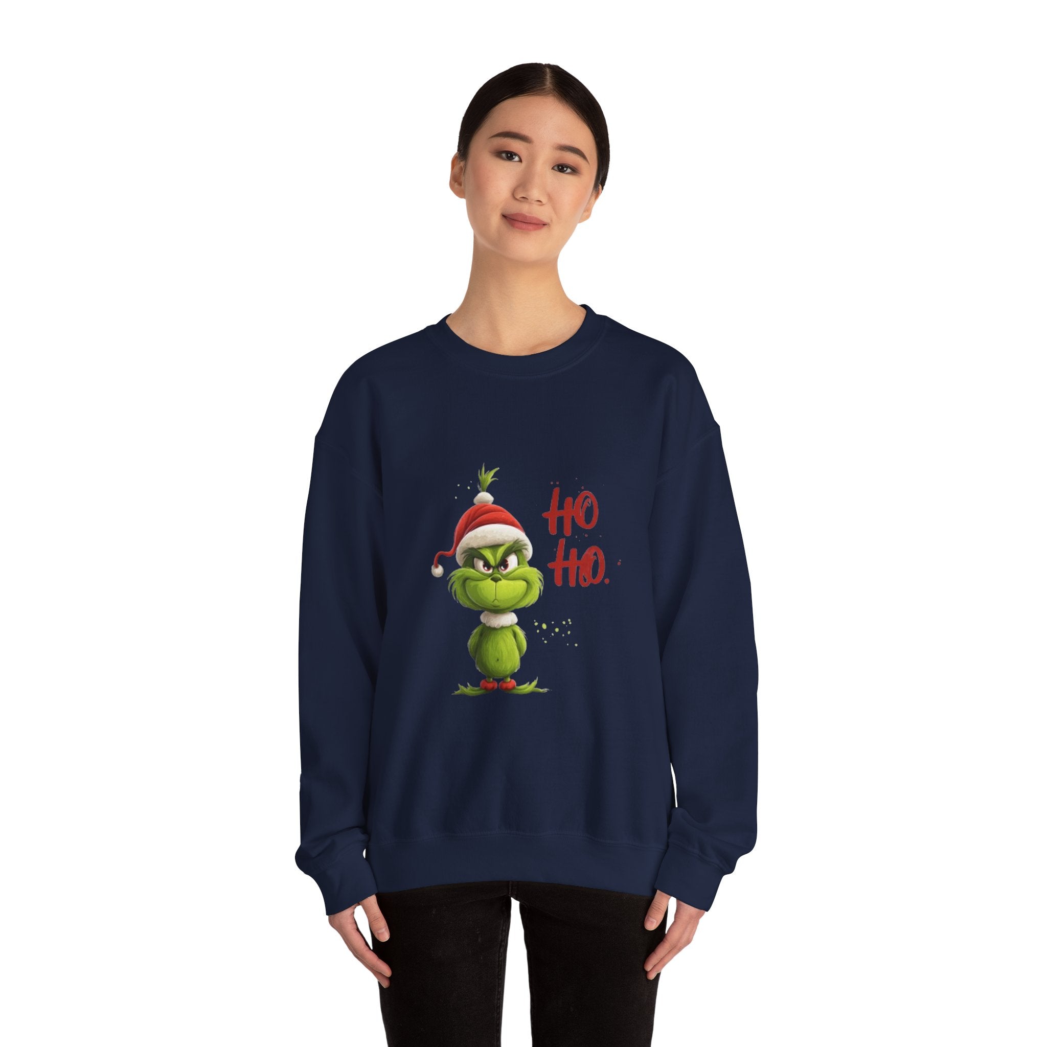 Grumpy Grinch Christmas Sweatshirt – "Ho Ho." Holiday Crewneck