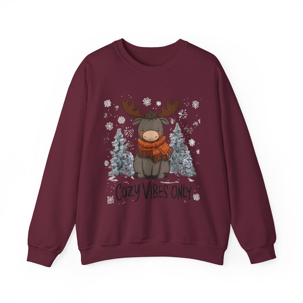 Cozy Vibes Only Sweatshirt — Cute Winter Moose Crewneck