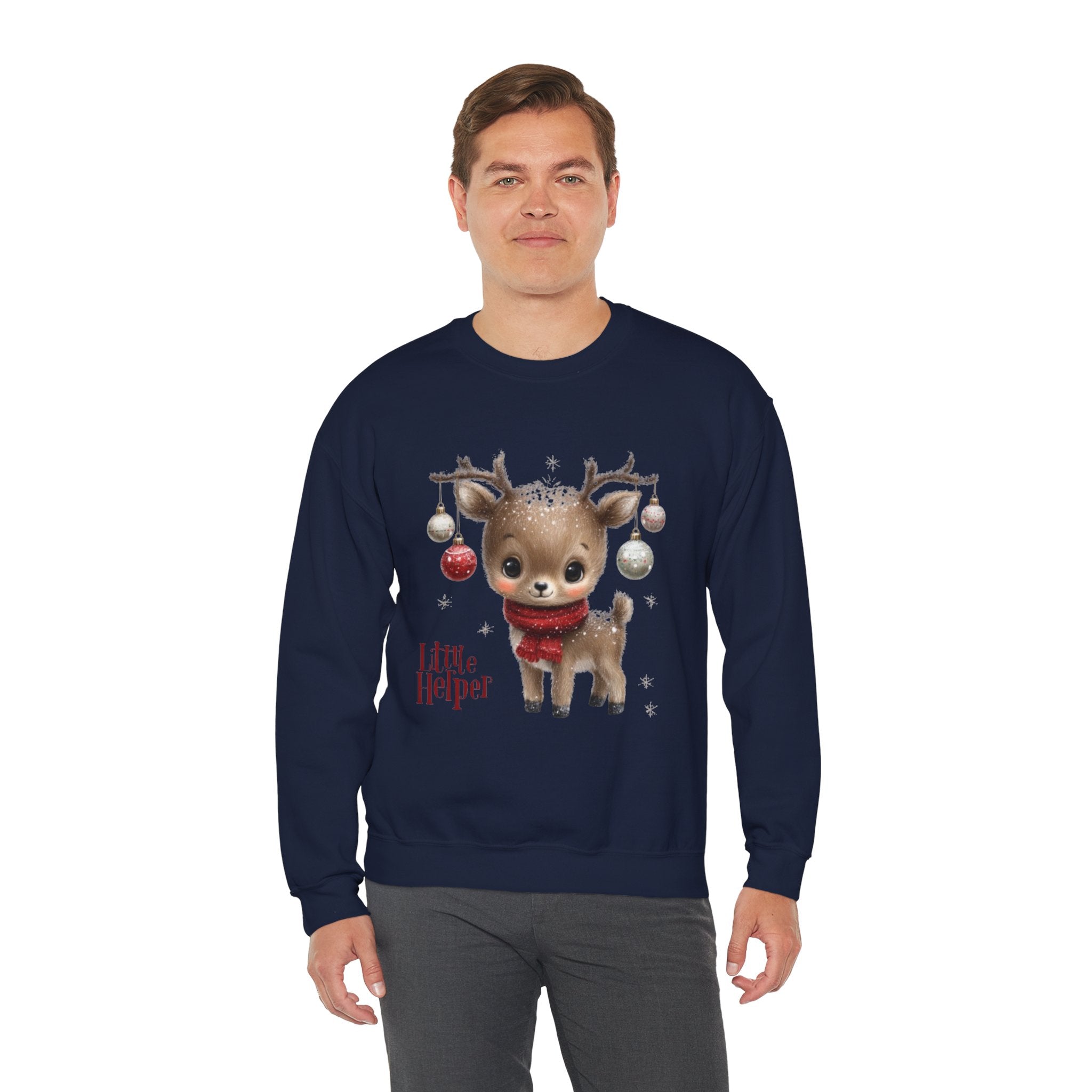 Christmas Reindeer Sweatshirt – 'Little Helper' Cute Holiday Crewneck
