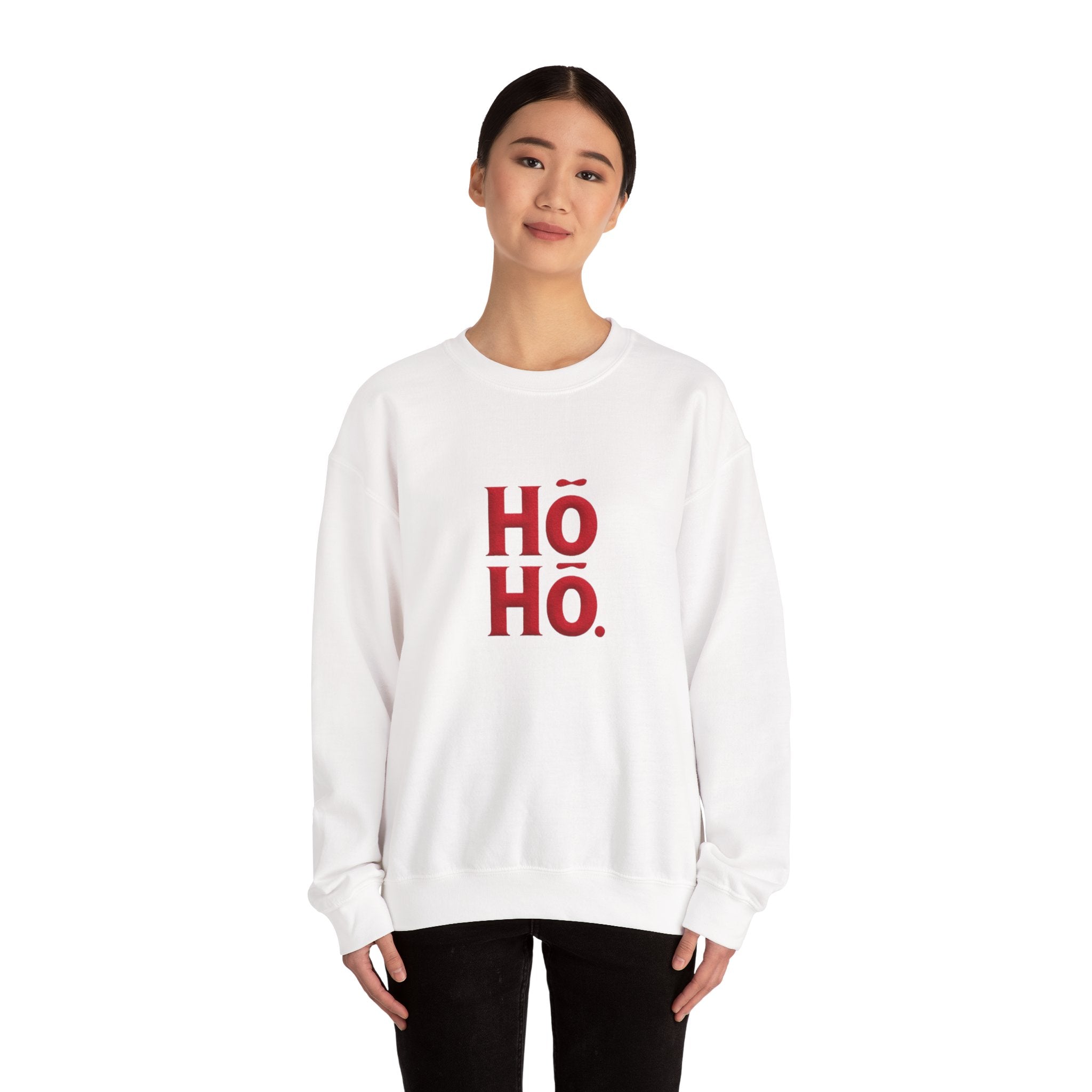Holiday Crewneck Sweatshirt – Red “HŌ HŌ.” Christmas Sweater Tee