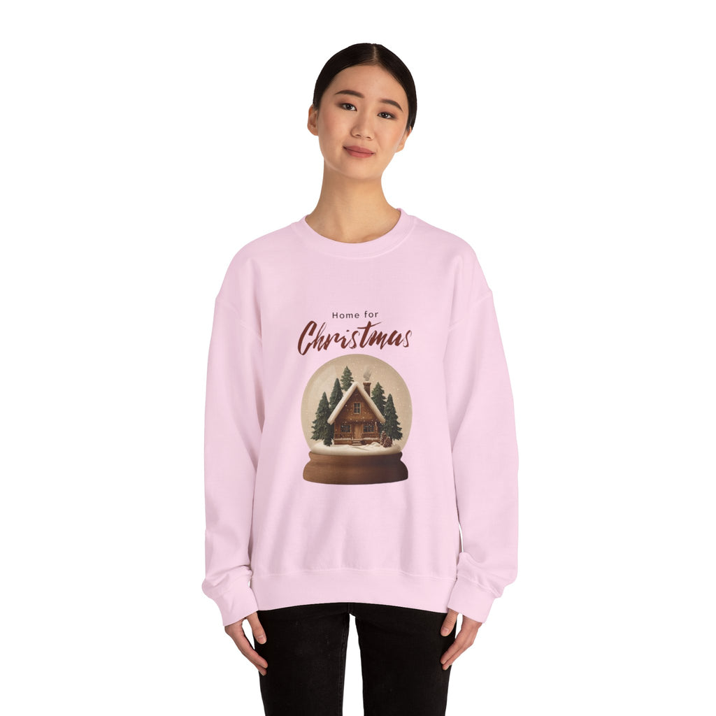 Christmas Snow Globe Crewneck Sweatshirt — "Home for Christmas" Cabin Design