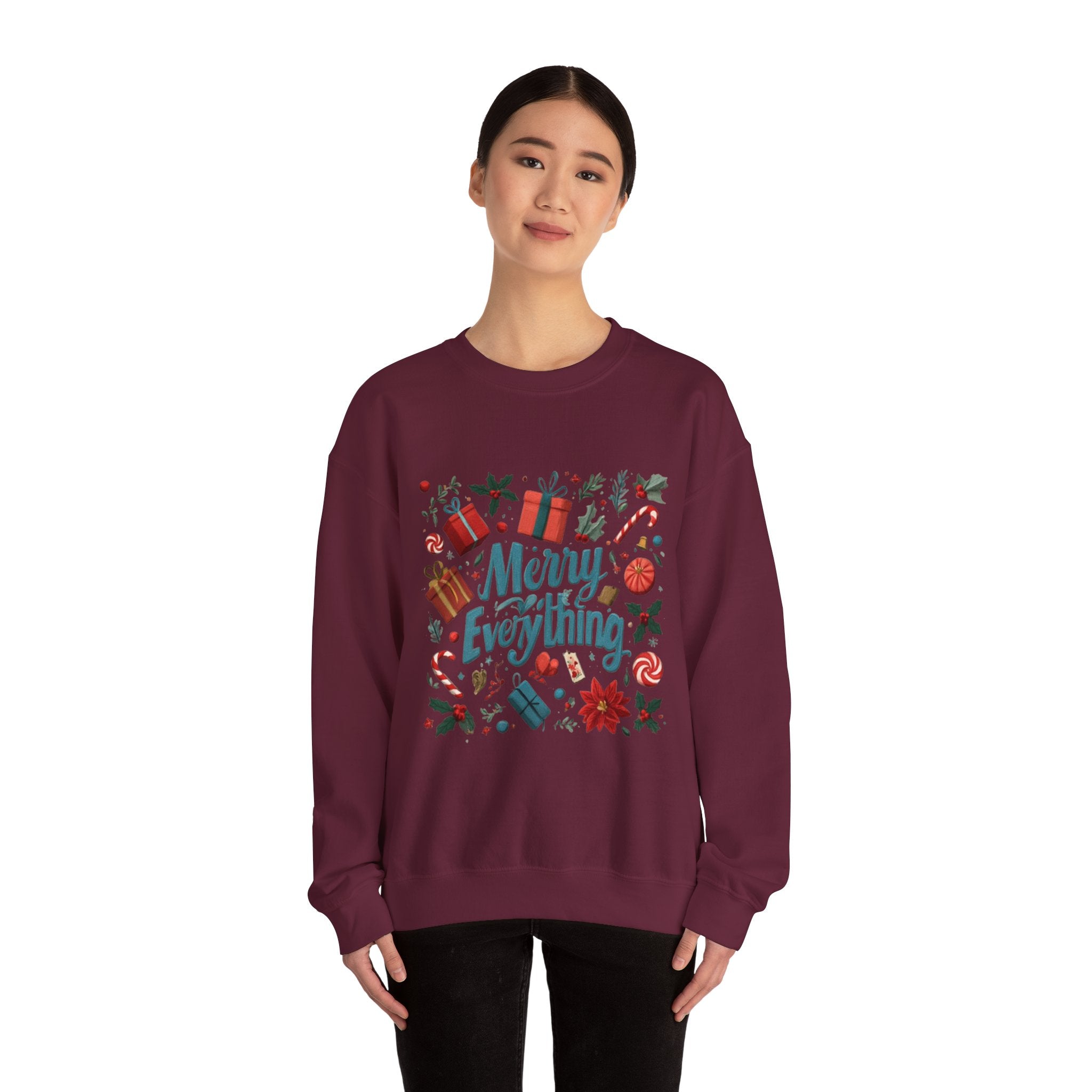 Crewneck Sweatshirt - Merry Everything Holiday Graphic Sweatshirt