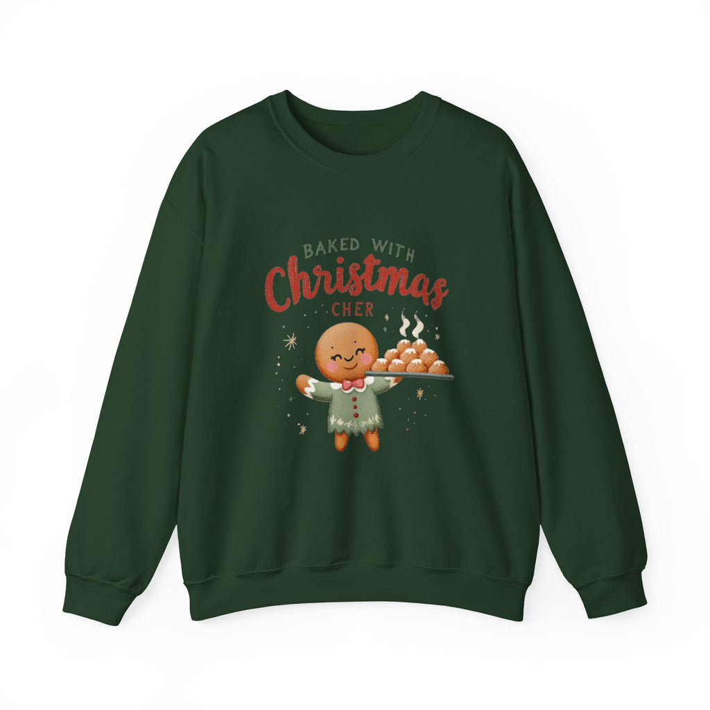 Crewneck Sweatshirt — "Baked With Christmas Cheer" Gingerbread Holiday Sweatshirt