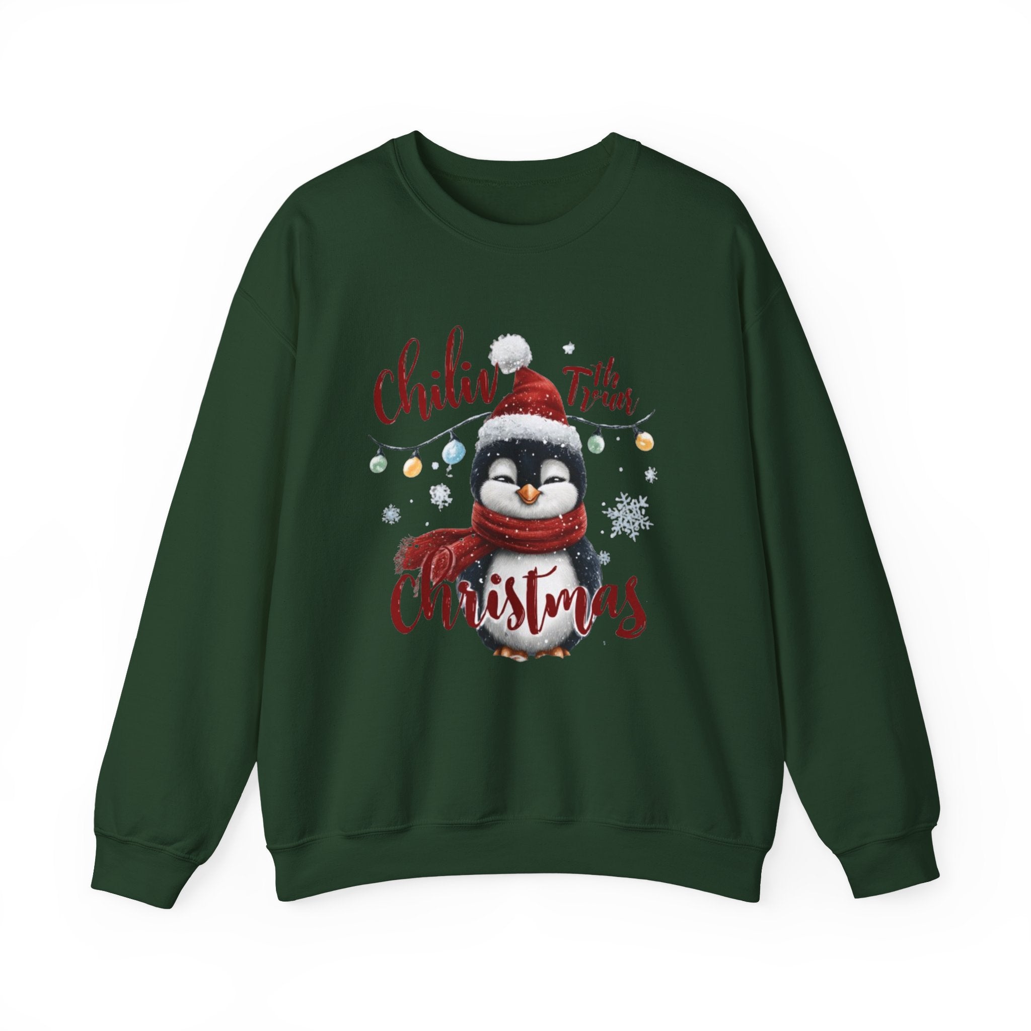 Christmas Penguin Crewneck Sweatshirt — "Chillin' With the Vibes" Holiday Pullover