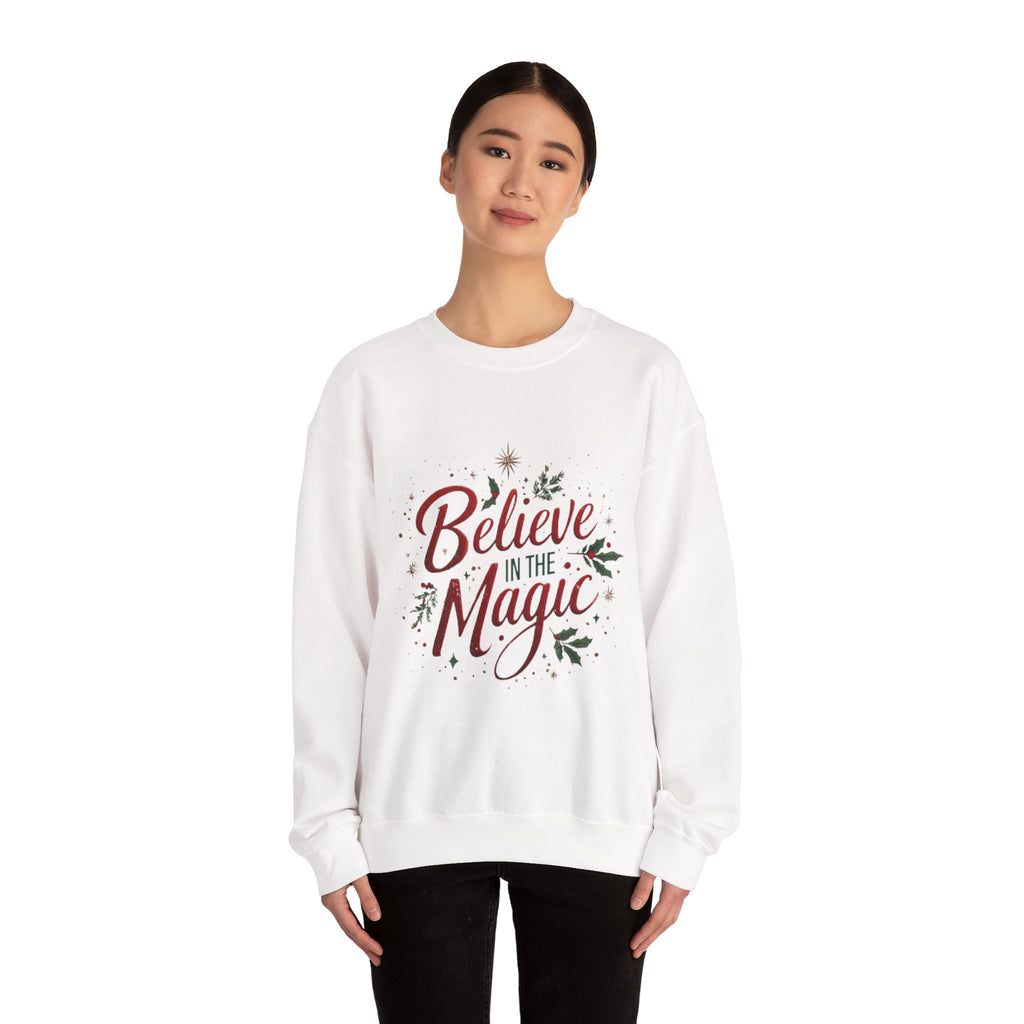 Believe in the Magic Crewneck Sweatshirt — Holiday Christmas Cozy Graphic Pullover