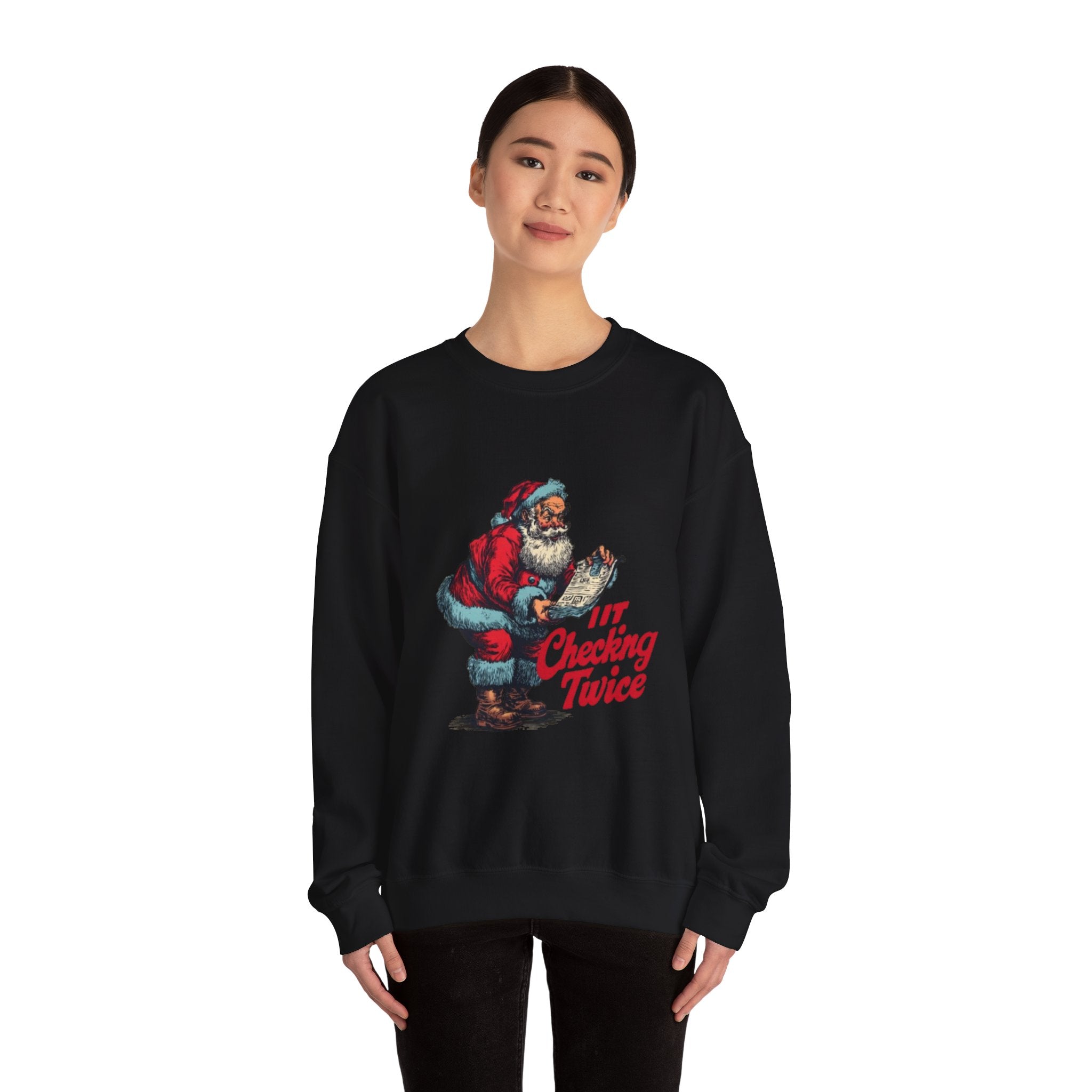 Christmas Sweatshirt - Vintage Santa "I’m Checking Twice" Holiday Crewneck
