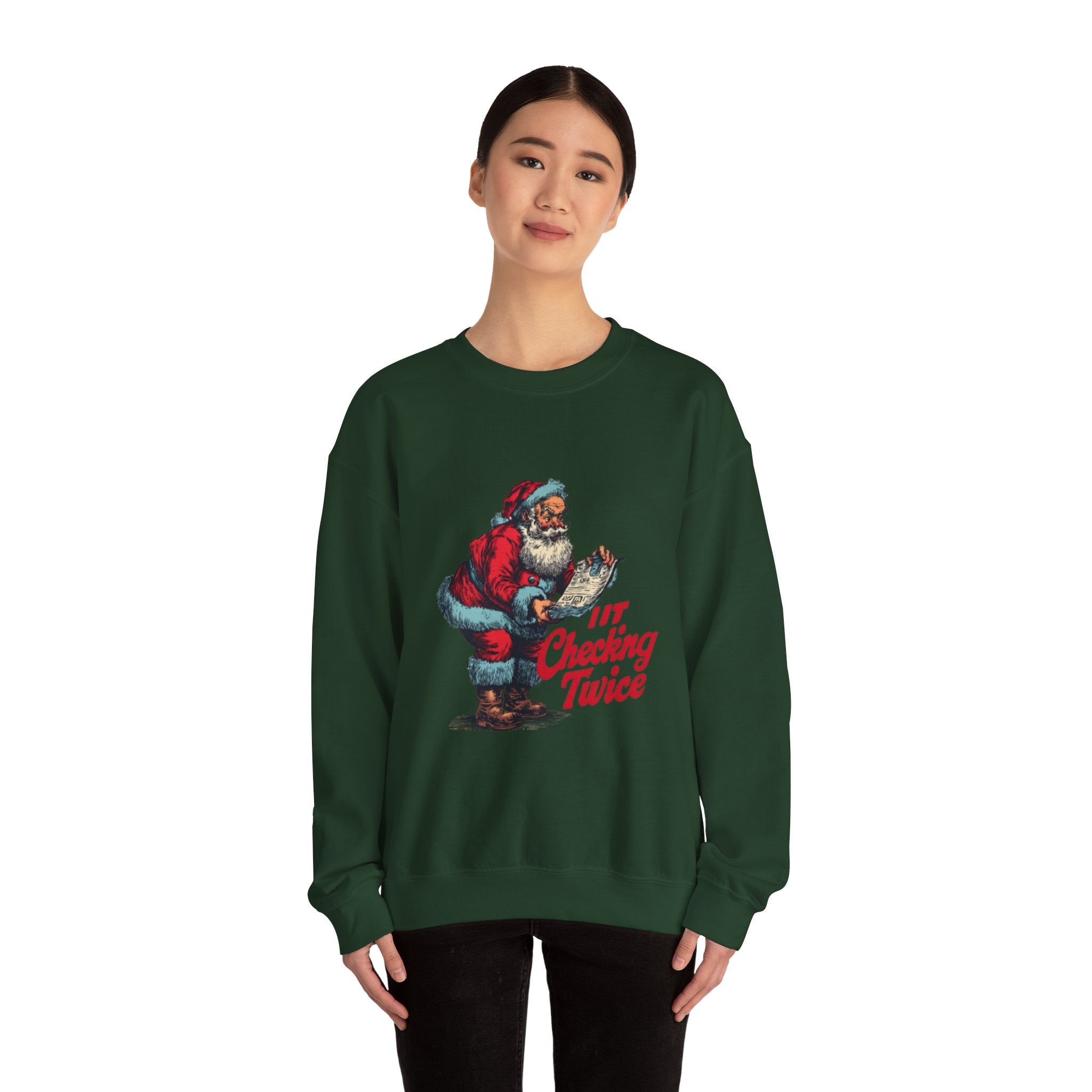 Christmas Sweatshirt - Vintage Santa "I’m Checking Twice" Holiday Crewneck