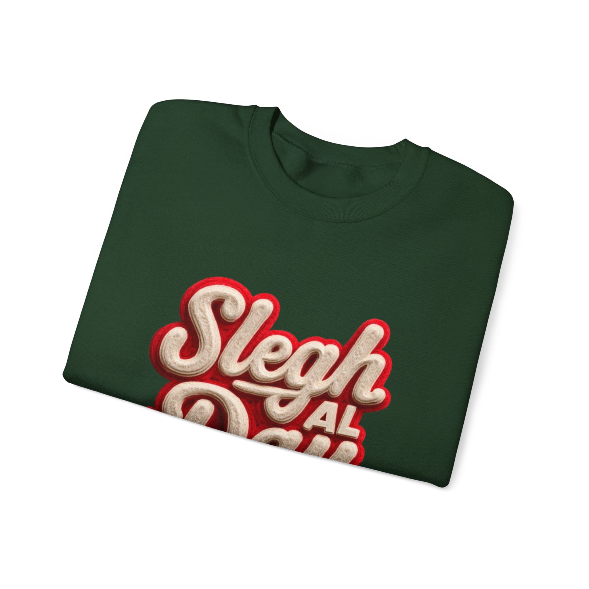 Crewneck Sweatshirt – "Sleigh All Day" Retro Christmas Holiday Pullover
