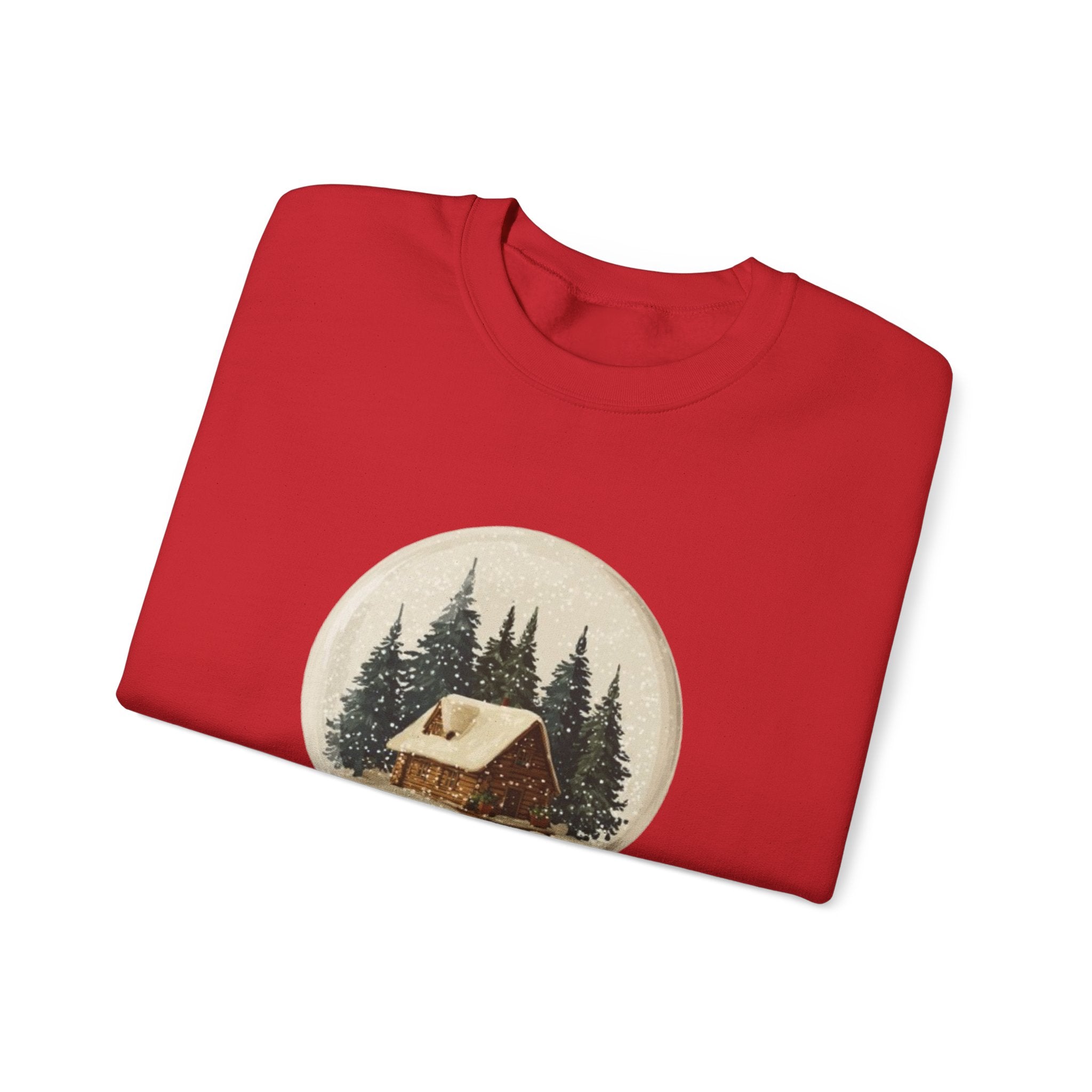 Christmas Snow Globe Sweatshirt — "Home Christmas" Cozy Cabin Crewneck