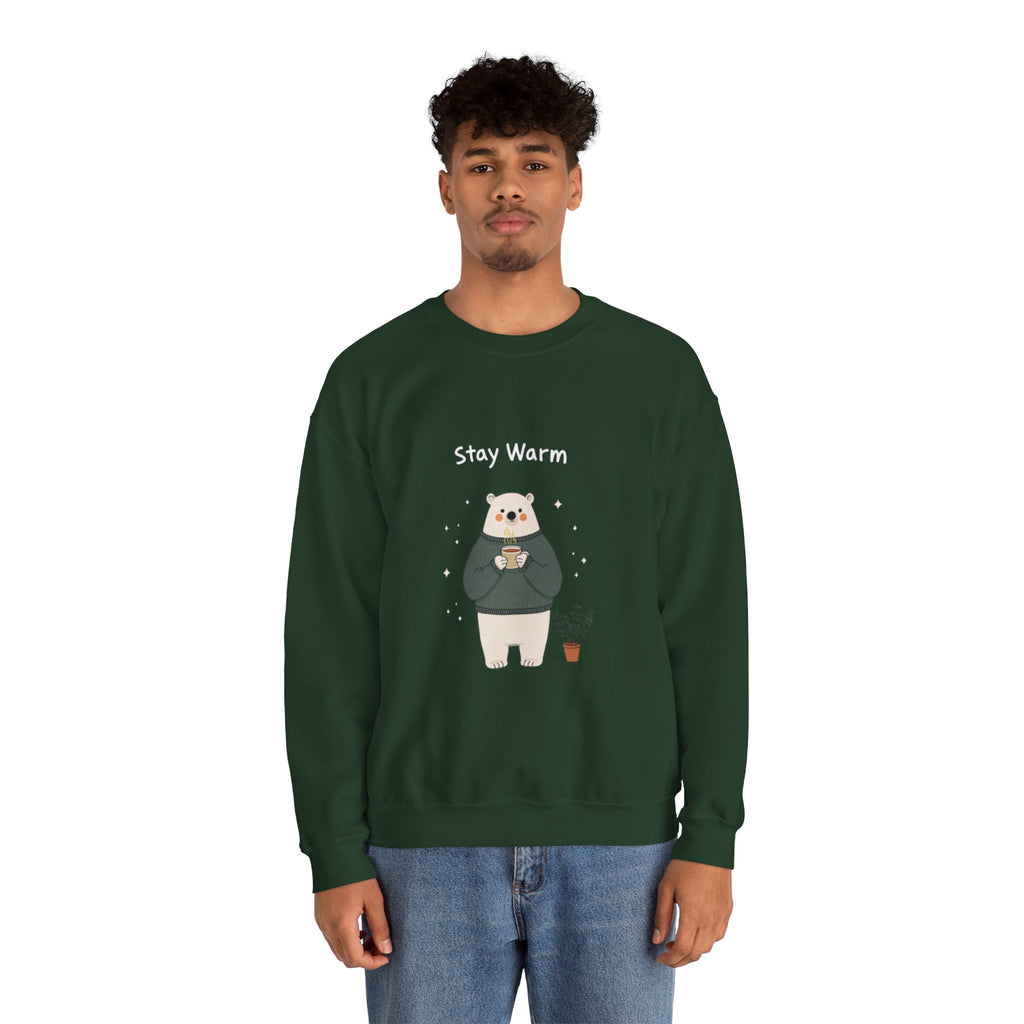 Bear with Coffee Crewneck Sweatshirt — Cozy Cute Graphic Pullover