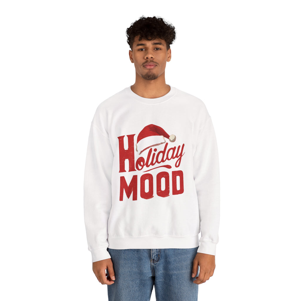 Holiday Mood Sweatshirt – Festive Santa Hat Christmas Crewneck