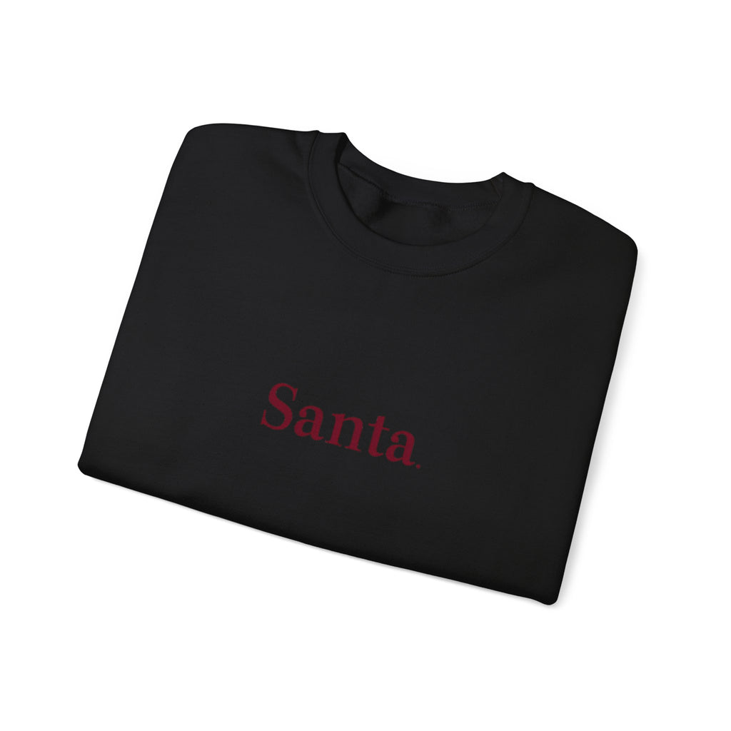 Santa. Minimalist Holiday Crewneck Sweatshirt — Simple Festive Christmas Pullover