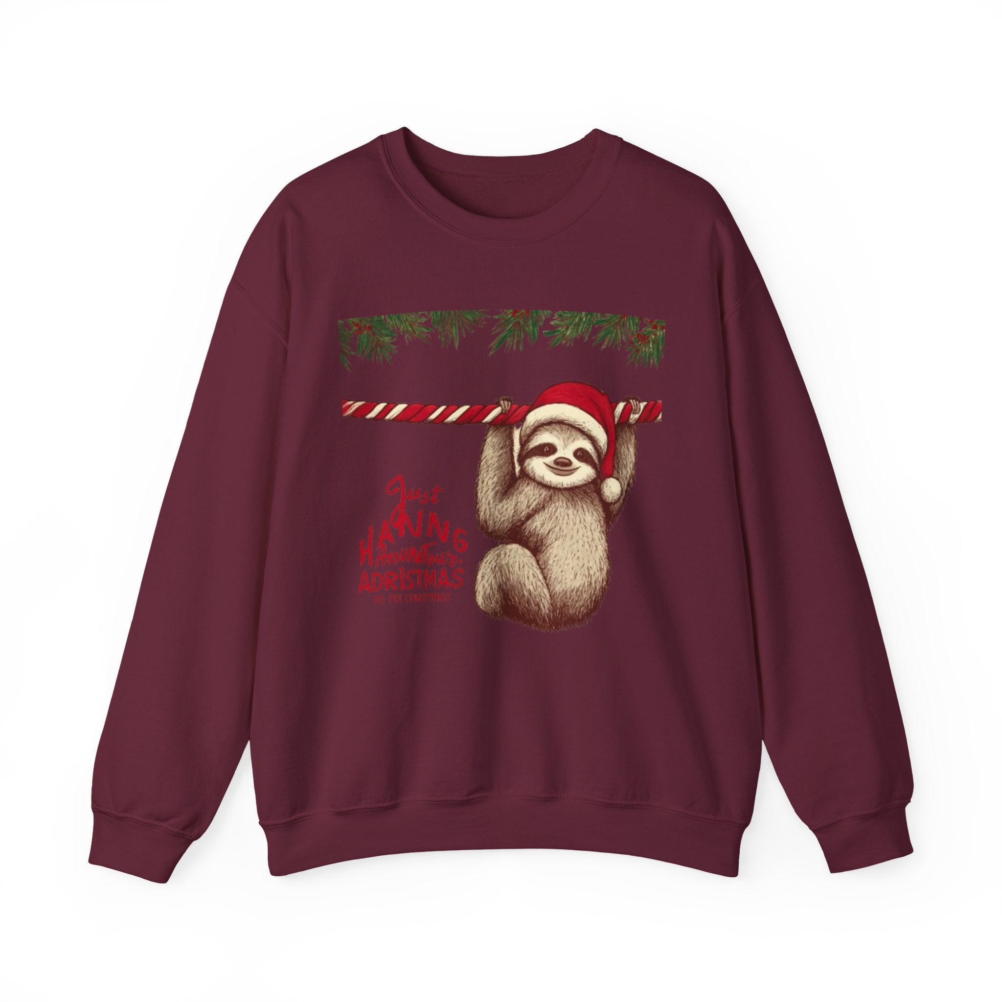 Christmas Sloth Crewneck Sweatshirt – "Just Hanging with My Advent-Christmas" Holiday Sweatshirt