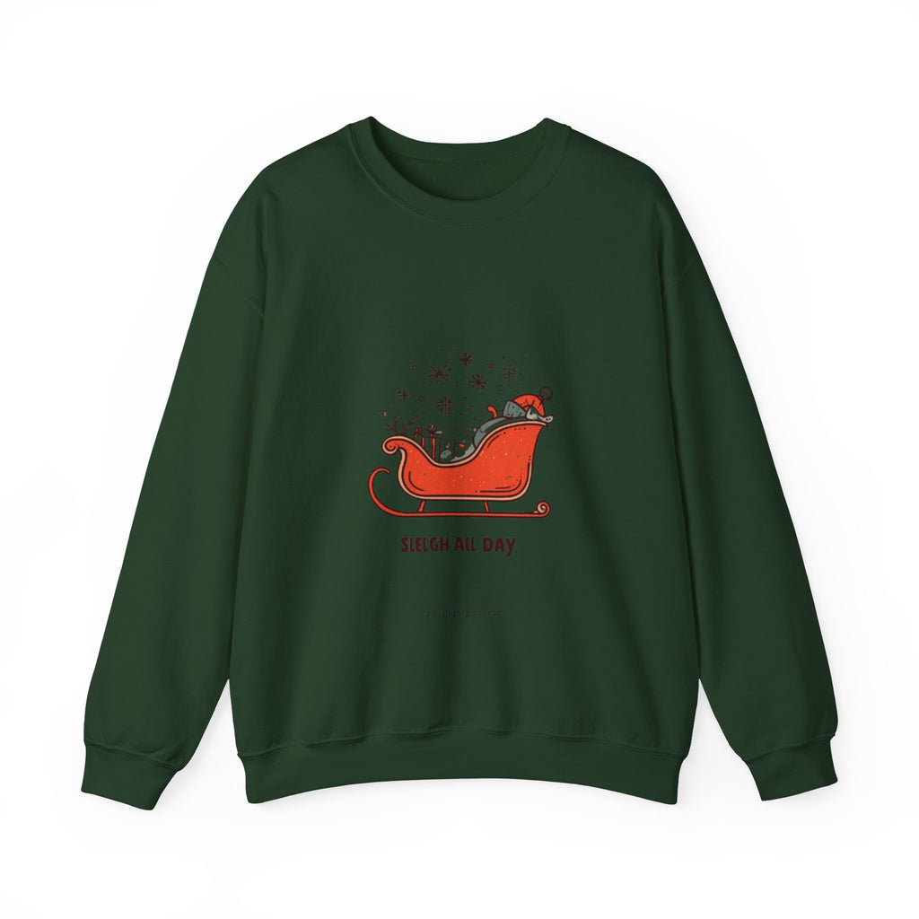 Sweatshirt - 'Sleigh All Day' Red Santa Sleigh Christmas Crewneck