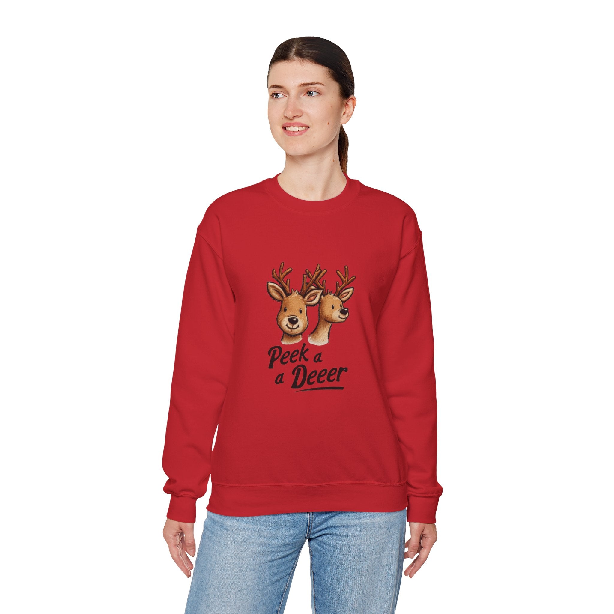 Peek a Deeer Sweatshirt — Cute Reindeer Holiday Crewneck