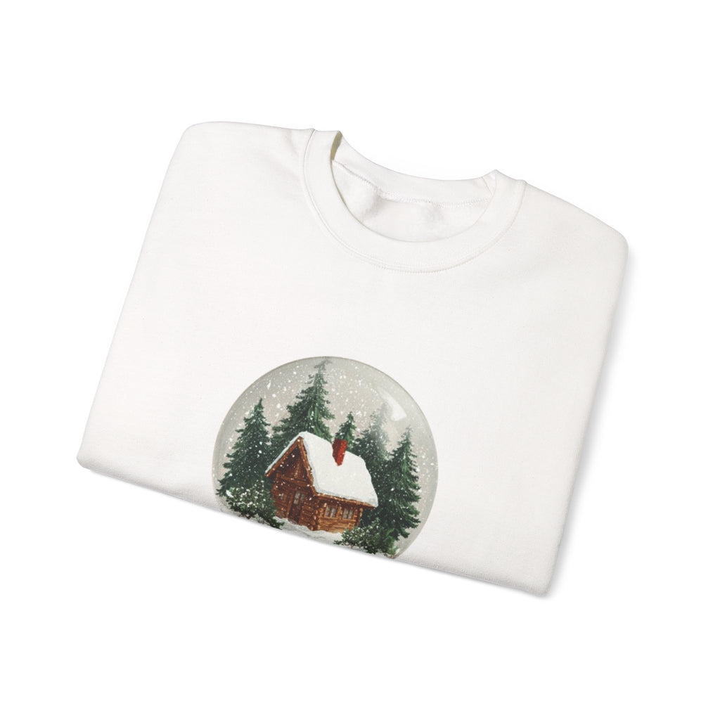 Christmas Snow Globe Sweatshirt – “Home Christmas” Cabin Crewneck