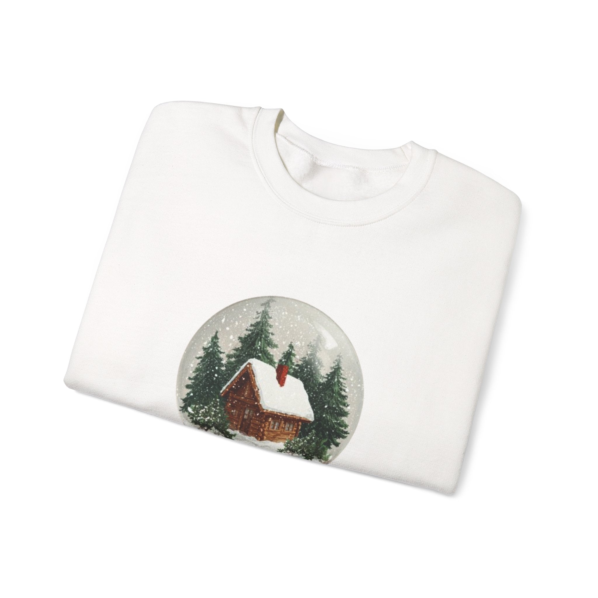 Christmas Snow Globe Sweatshirt – “Home Christmas” Cabin Crewneck