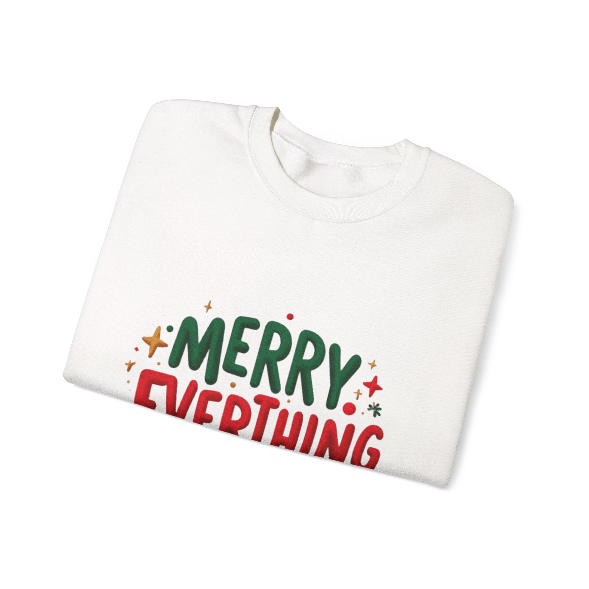 Merry Everything Crewneck Sweatshirt — Festive Holiday Graphic Pullover